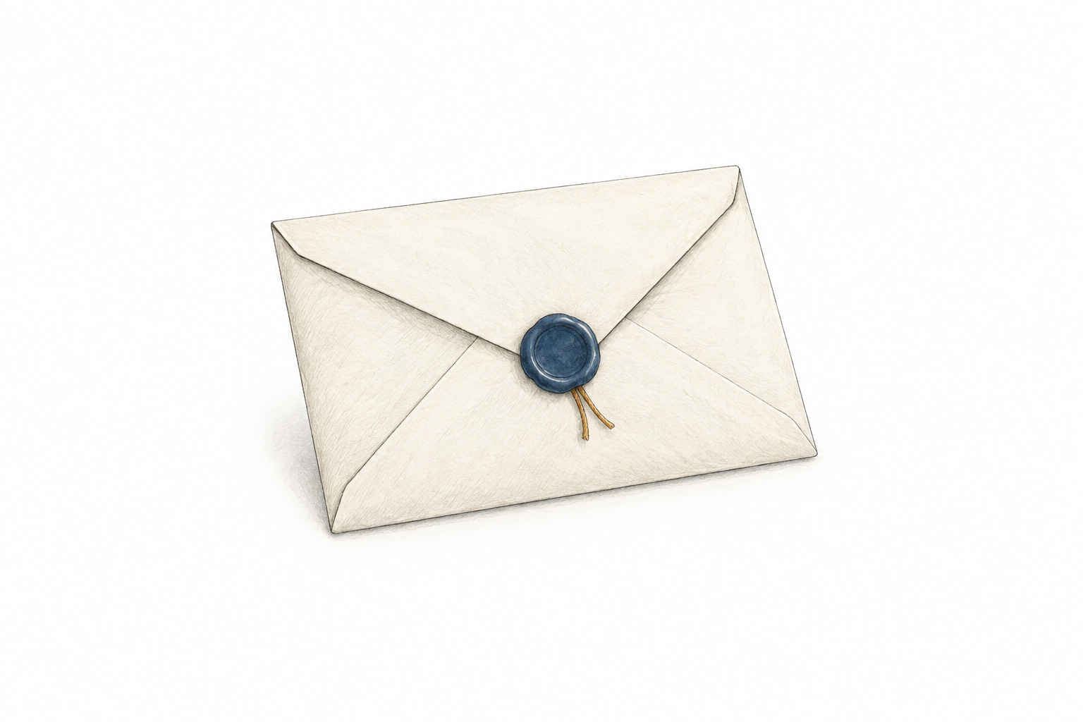 A closed envelope with a blue wax seal.